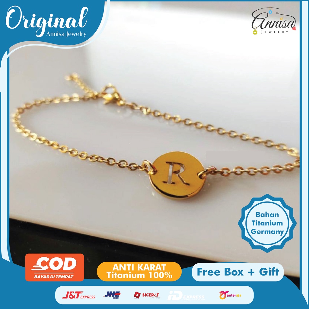 Gelang Rantai Bundar Inisial Gold