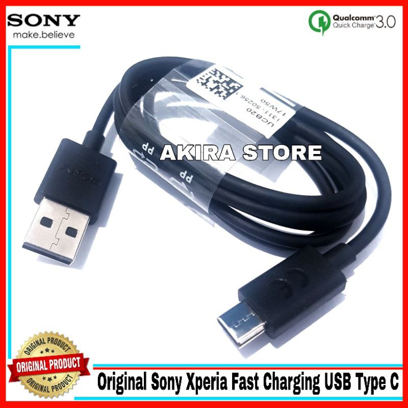 Kabel Data Sony Xperia X Compact XZ2 XZ Premium XZ3 XZs Original 100% Fast Charging USB Type C