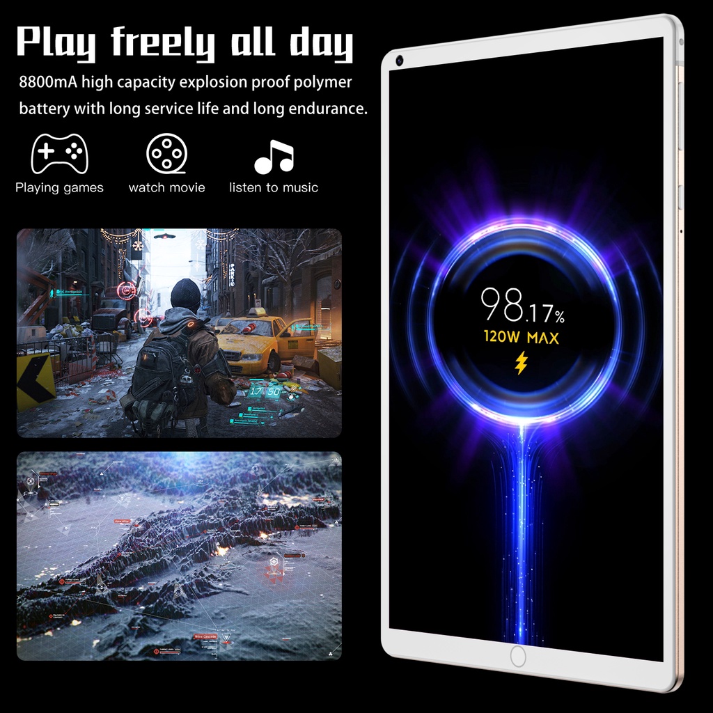 【Hot Sale】 2022 tablet 5G baru 10.1 inch 12GB + 512GB tablet pembelajaran Android 8.0 Inci Layar Full Screen Layar Besar Wifi 5G Dual SIM laris manis