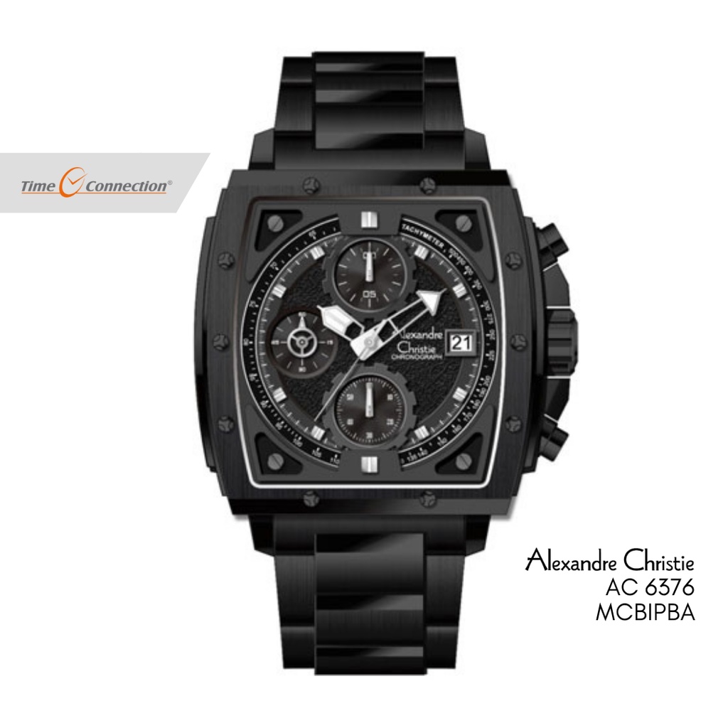 Alexandre Christie AC 6376 MCBIPBA Full Hitam Original / Jam Tangan Pria Rantai / Black Stainless St