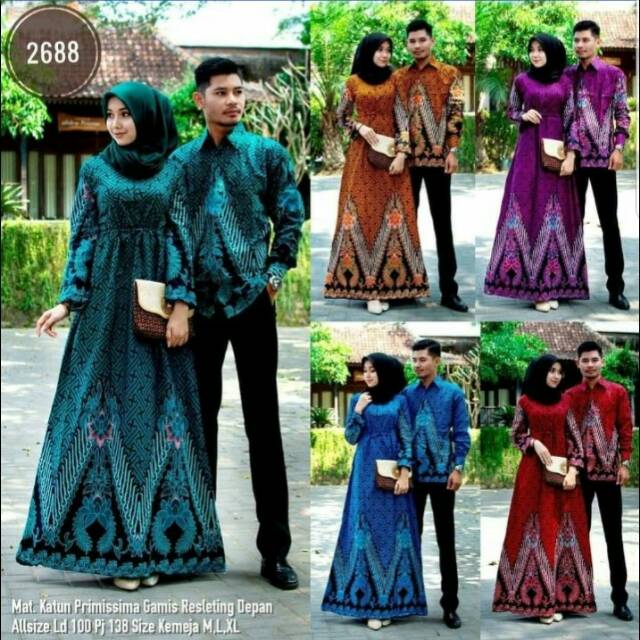 Gamis reseleting depan batik couple moderen