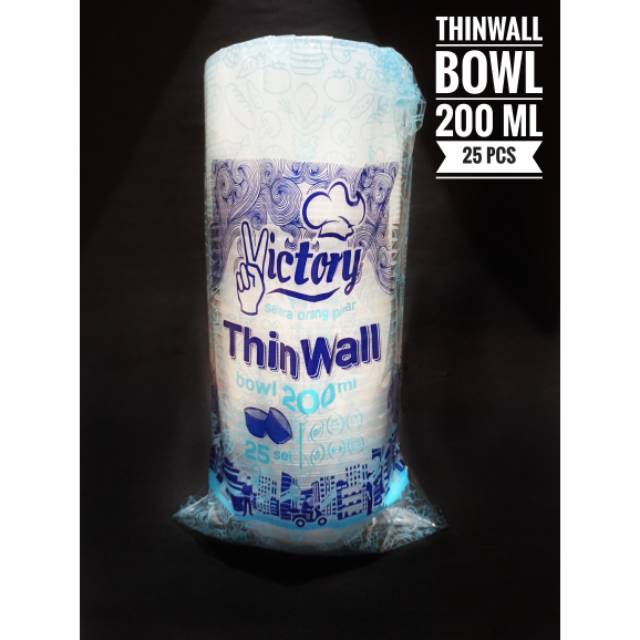 THINWALL BOWL 200 ML ISI 25 PCS FOOD CONTAINER MANGKOK PLASTIK TUTUP MAKANAN SUP DESSERT BOX PUYO