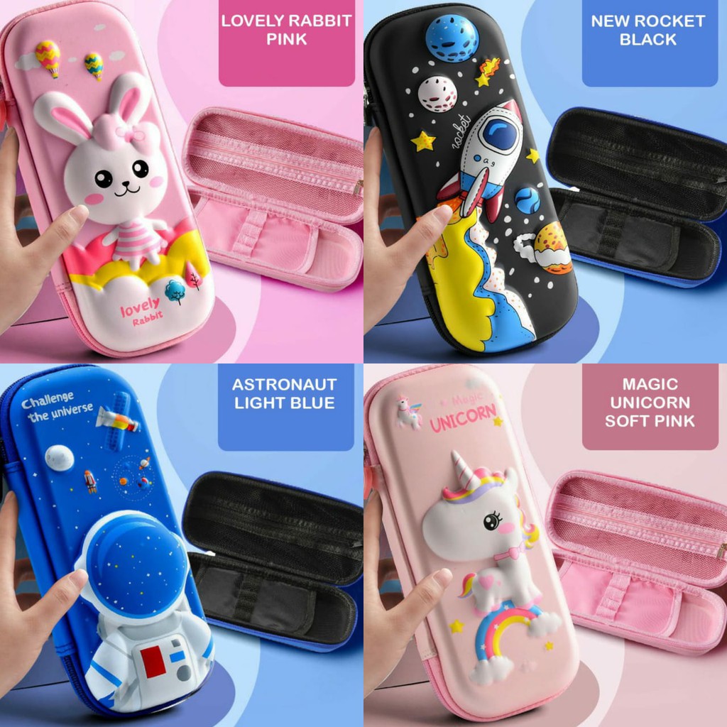 

Tempat pensil kotak pensil 3D Rocket Rabbit Hardtop Pencil Case tempat pensil Astronot Kado ultah anak