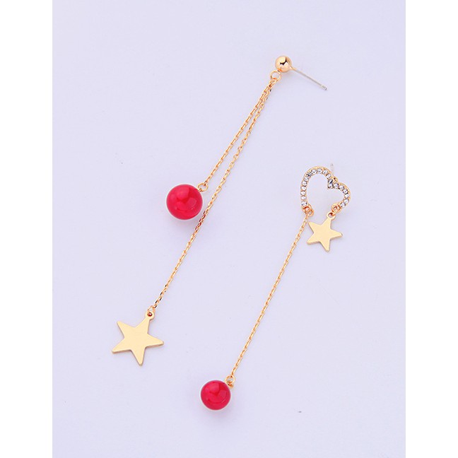 LRC Anting Tusuk Fashion Asymmetric Earring S925 Sterling Silver Asymmetric Star Stud Earrings F8917