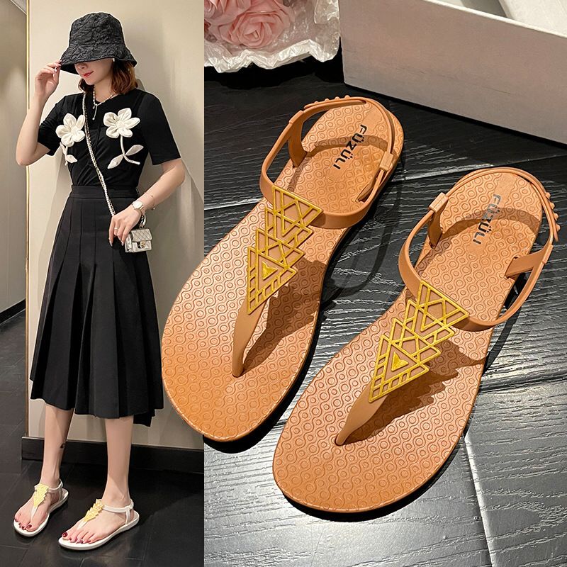 GROSIRTAS TG1606 Sandal Jepit Tali Wanita/Sandal Pantai Cantik Bohemian Segitiga/Bulat