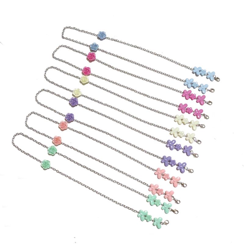 2in1 Strap Mask + Konektor Masker Hijab Adelle Rose Glossy Butterfly Bunga Mawar Kupu Kupu