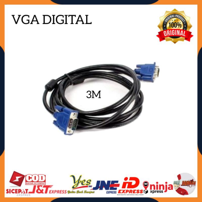 [COD] KABEL VGA TO VGA DIGITAL MALE KE MALE TO MALE 3M UNTUK KE MONITOR KOMPUTER PC LAPTOP PROYEKTOR 3 METER ORIGINAL