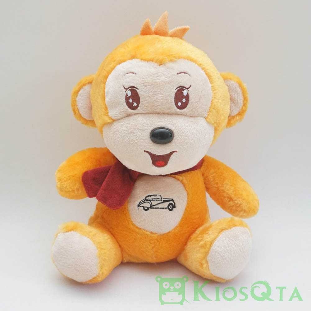 Unik Boneka Monyet Duduk Sitting Monkey Kuning Syal Dada Bordir