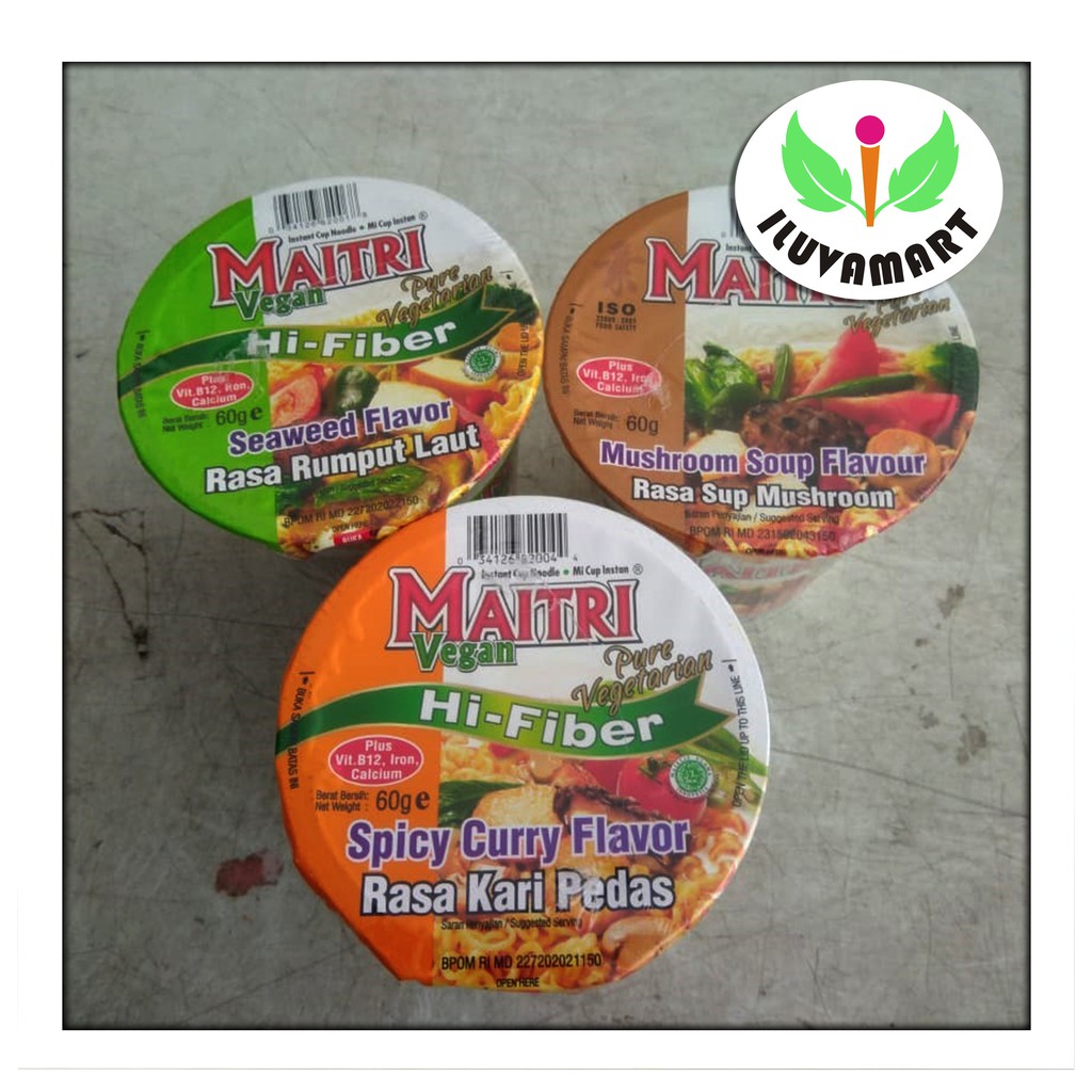 Mie Maitri Cup Instant / Mi Gelas Seduh Vegan Instan Ada 3 Rasa