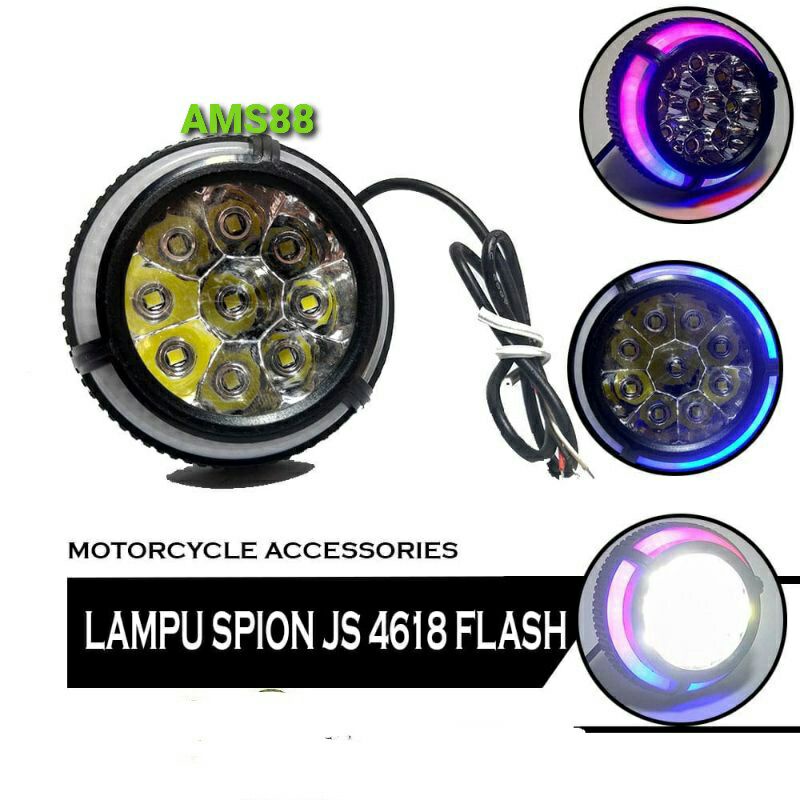 Lampu Tembak Lampu Sorot Led Breket Spion 9 Mata Led Angel Aye 5 Mode