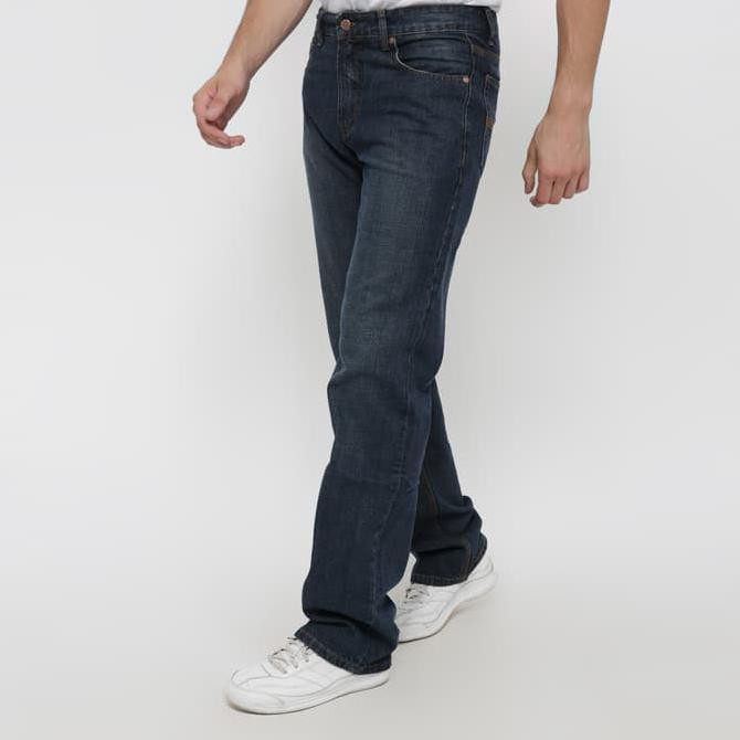 New Product Edwin Celana Jeans Edw 512-27-Eco Regular Fit Pria Panjang Biru Tua - Biru, 32 Free