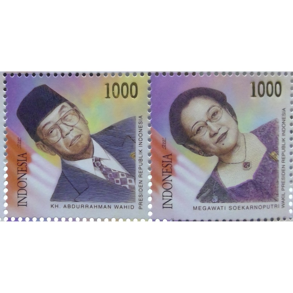 Satu Set Perangko Indonesia President Megawati & Abdurahman Wahid 2000