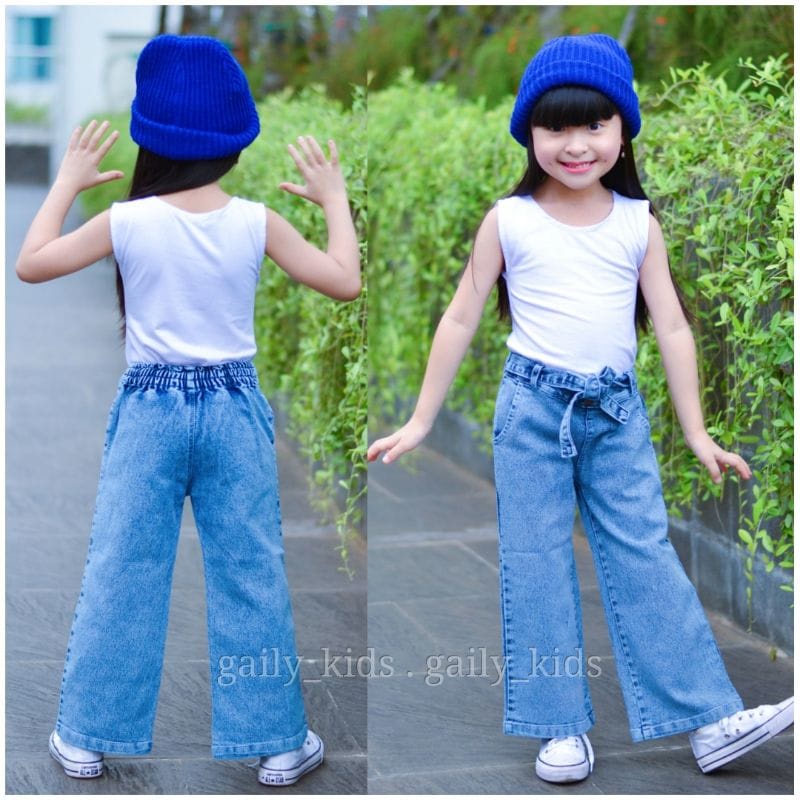 KULOT JEANS ANAK PEREMPUAN - CEWEK - CELANA KULOT JEANS ANAK ANAK TANGGUNG UMUR 4 - 10 TAHUN HITAM SENOW BIRU SENOW