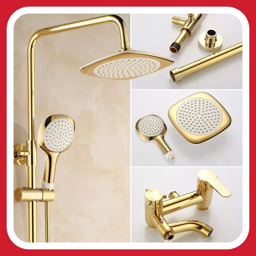 Shower Tiang Column Set Kamar Mandi Rose Gold Bathub Faucet Adjustable Handheld Kepala Keran Mixer P