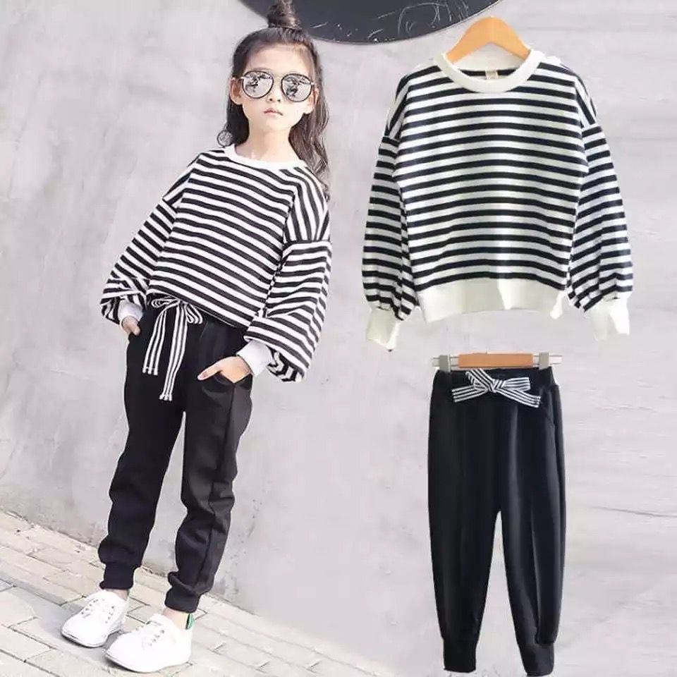 [set azumi kid VL] setelan anak perempuan spandex salur