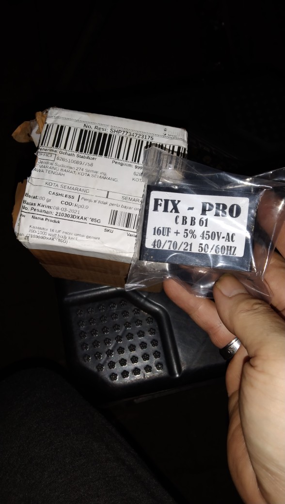 Kapasitor 16 Uf Micro Untuk Genset 700-1000 Watt Body Kecil