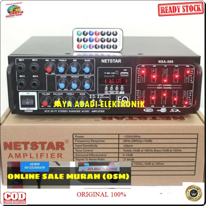 G423 ORIGINAL AMPLI BLUETOOTH digital echo mixer mixing power Amplifier bluetoot Equalizer bluetot karaoke blutut USB MP3 player audio sound system AC DC profesional pro aux dj vocal vokal 4 channel chanel radio  G423 MAXSIMAL SPEAKER PASIF UKURAN BISA.SA