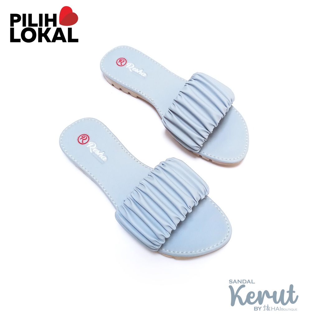 Sandal Kerut Selop Polos Teplek Wanita - Sandal Kerut Teplek - Sandal Kerut Cewek - Sandal Wanita Kerut - Sandal Serut Wanita Kekinian - Sandal Teplek Wanita Kerut - Sandal Cewek Kekinian -  Sandal Kokop Kerut Wanita Dewasa Flat Lucu Warna Pastel Casual