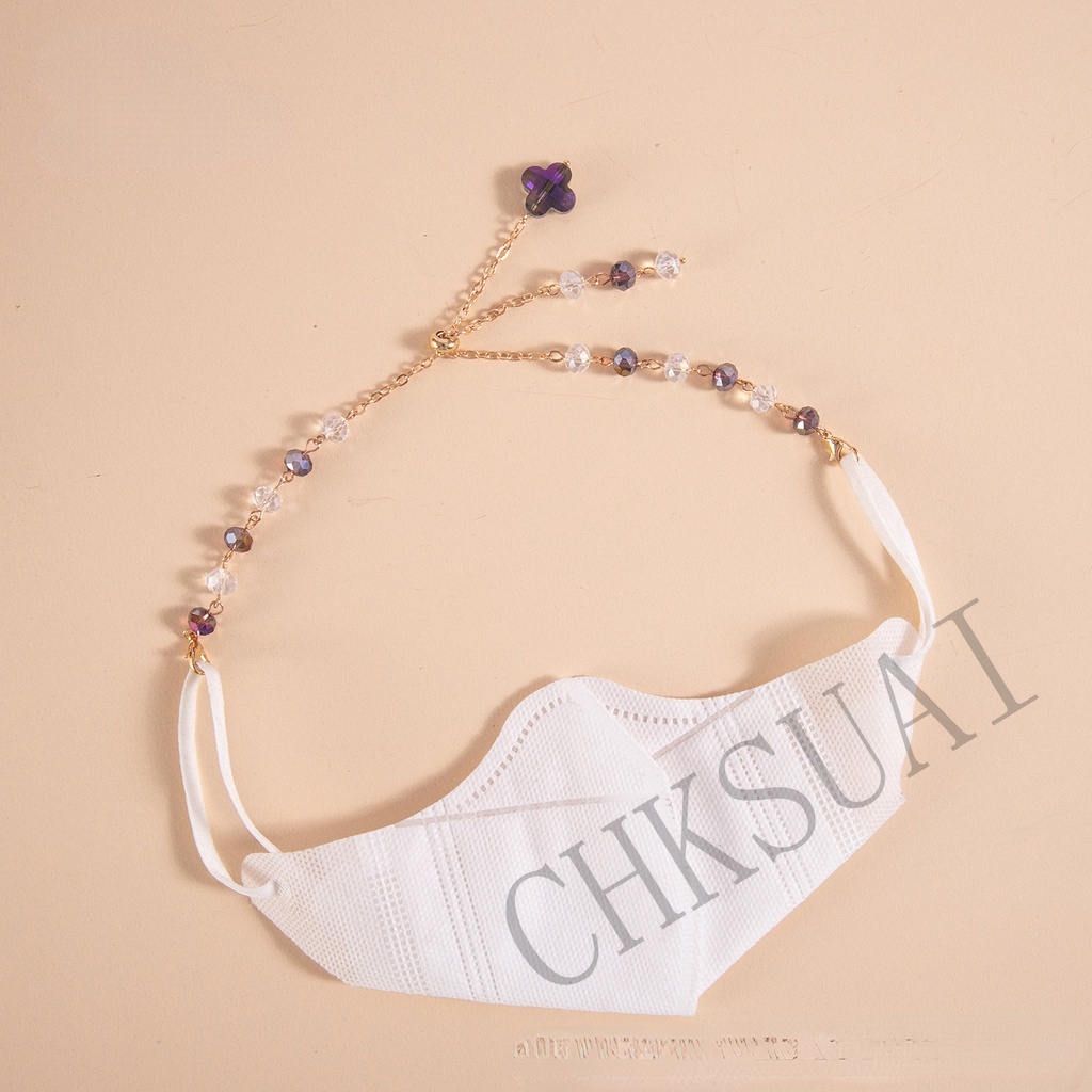 Rantai Lanyard Masker Dapat Disesuaikan Model Pendek Aksen Mutiara
