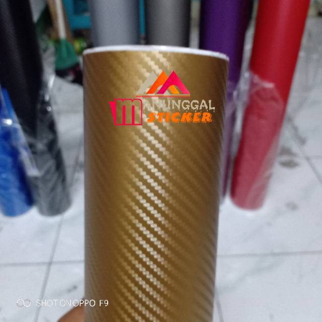 Sticker skotlet karbon 3D emas/gold , scothlite motor carbon emas