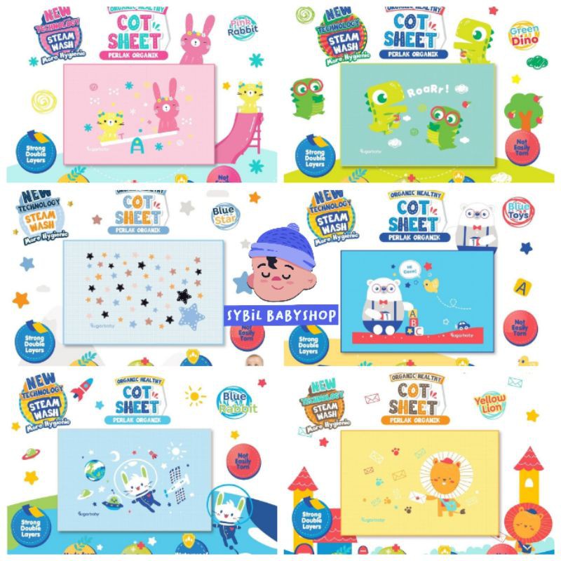 ♥BabyYank♥ SUGAR BABY PERLAK SUGAR BABY ORGANIK NEW MOTIF - BABY COT SHEET