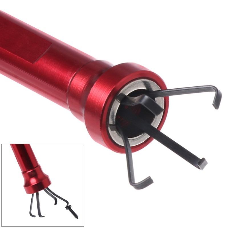 Flexible Pick Up Tool Magnet 4 Claw LED Light Spring Grip Home Toilet Gadget