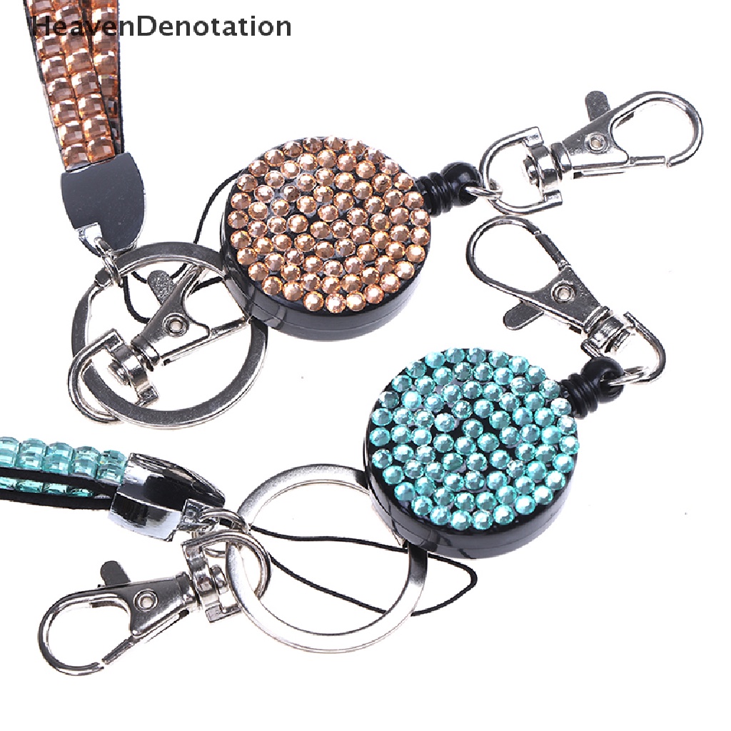 [HeavenDenotation] Neck lanyard retractable badge reel crystal rhinestone phone key hang rope