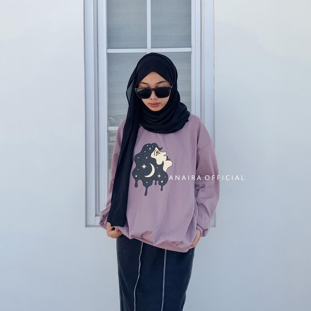 SWEATER WANIITA MOON ANAIRAOFFICIAL SWEATER OVERSIZE WANITA SWEATER CEWEK SWEATER OVERSIZE CEWEK CREWNECK CEWEK CREWNECK WANITA