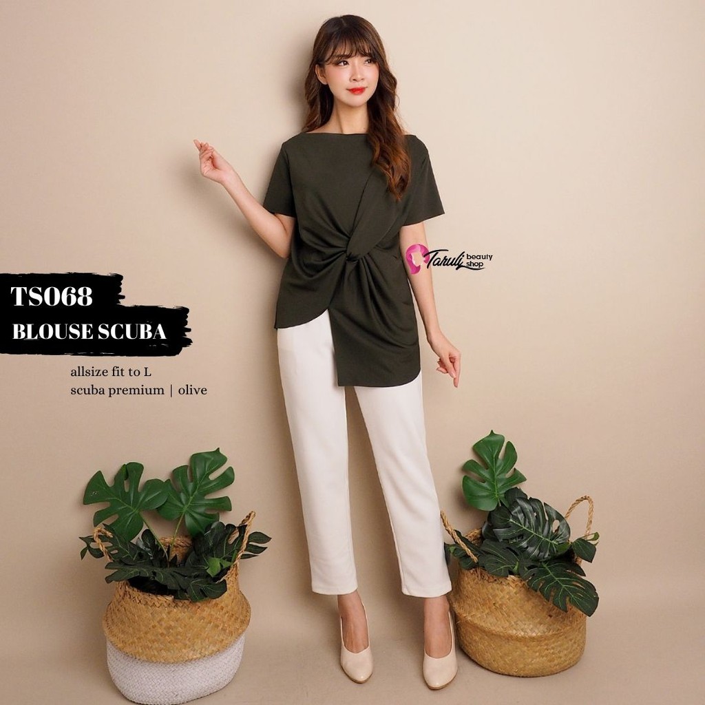 BAJU WANITA PREMIUM / BLOUSE SCUBA / BLOUSE LENGAN PENDEK / BLOUSE KEKINIAN TS068