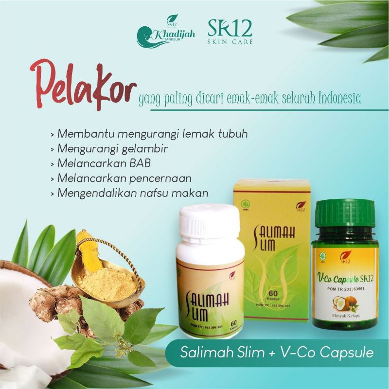 

Paket diet simple ampuh 100% ORIGINAL SALIMAH SLIM SR12 COMBO VCO KAPSUL BPOM