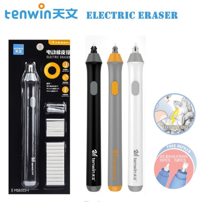 

Bergaransi Tenwin Electric Eraser Penghapus Elektrik 70 Pcs Refill Isi 8302Wt Sale!!!