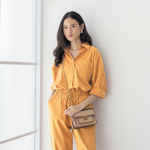 Silvertote Apparel Pakaian Wanita Rocco Set Pants-Yellow