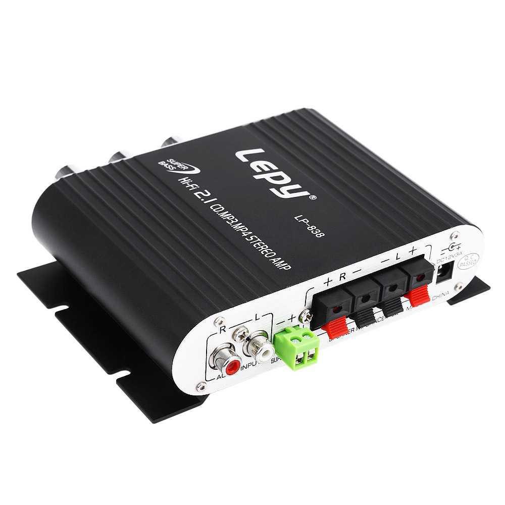 Lepy HiFi Stereo Amplifier Treble Bass Booster LP-838 [Hitam] Grab Medan