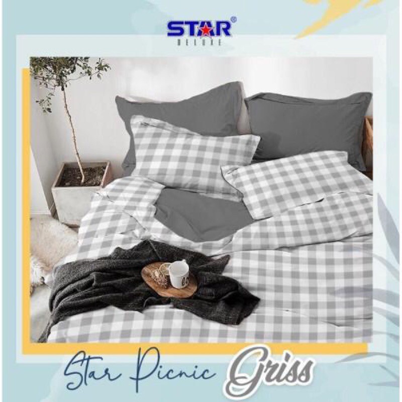 Sprei Korea Super King Extra UK 200X200 SEPRAI SEPRE KOTAK KOTAK BAHAN KATUN CVC PREMIUM