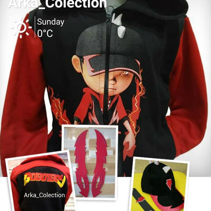 Paket Boboiboy Api (Kostum, Pedang, Topi, Gelang)