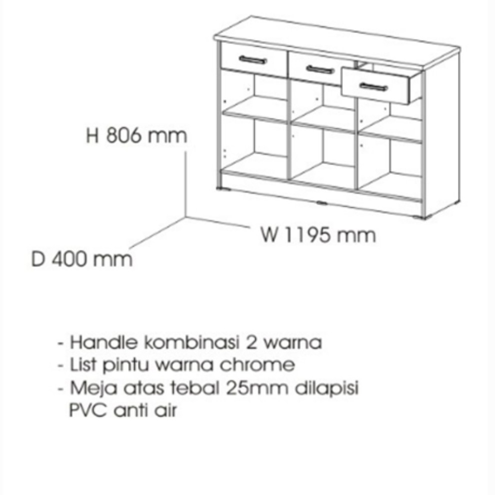 KITCHEN SET BAWAH 3 PINTU - ACTIV KOFI KSB 3P / RAK DAPUR