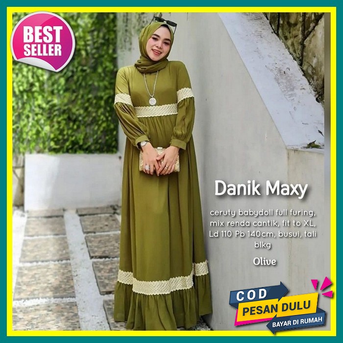 Gamis Wanita Syar'I Floral Syari Dewasa Panjang Bahan Katun S4P6 Mewah Premium Cewek Lebaran Ceruty 