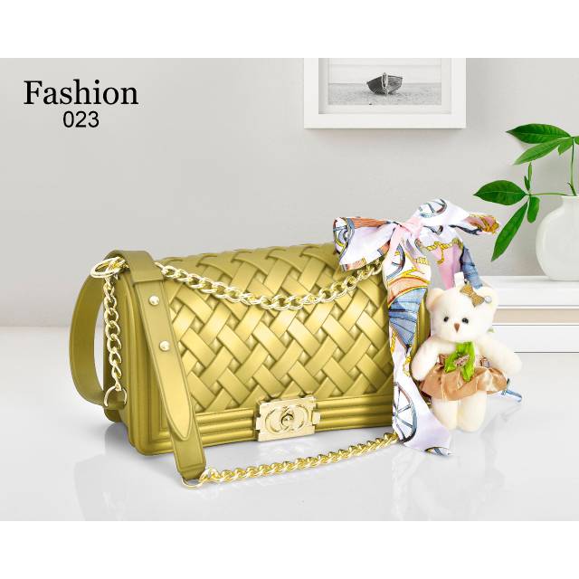 Fashion Chanel Boy Anyam Jelly 023 # Gold Hardware