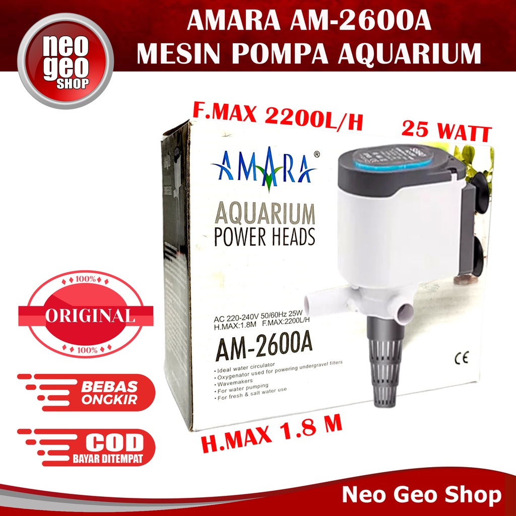 AMARA AM2600A AM 2600 A 2600A Mesin Pompa Air Power Head Aquarium