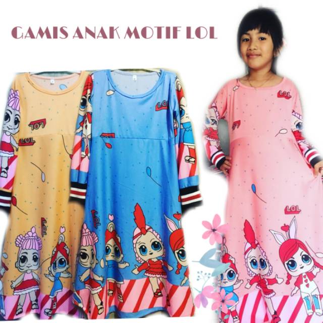 Gamis Anak motif LOL umur 1-4th