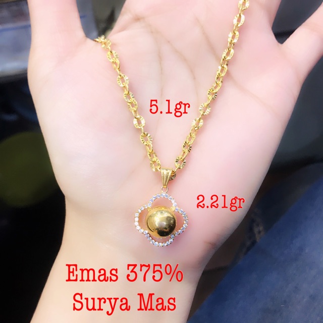 Kalung dan liontin emas 375%