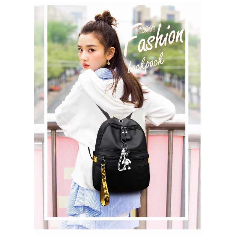 Satu7an T248 Tas Ransel Wanita Free Gantungan Fashion Korea Kasual Backpack Cewek Tas Punggung Multifungsi Kulit PU