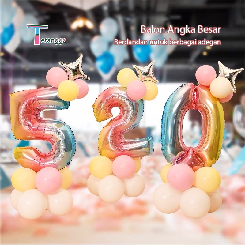 Balon Foil 1 Set Angka Balon angka Jumbo Rainbow Balon Usia