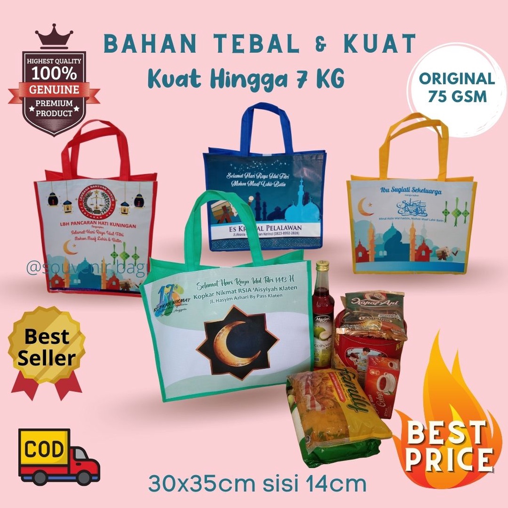 Tas Lebaran Custom Murah Tas Parcel Lebaran Oleh Oleh Haji Umroh  Keluarga Perusahaan Goodie Bag Lebaran idul adha  Colorful Terlaris