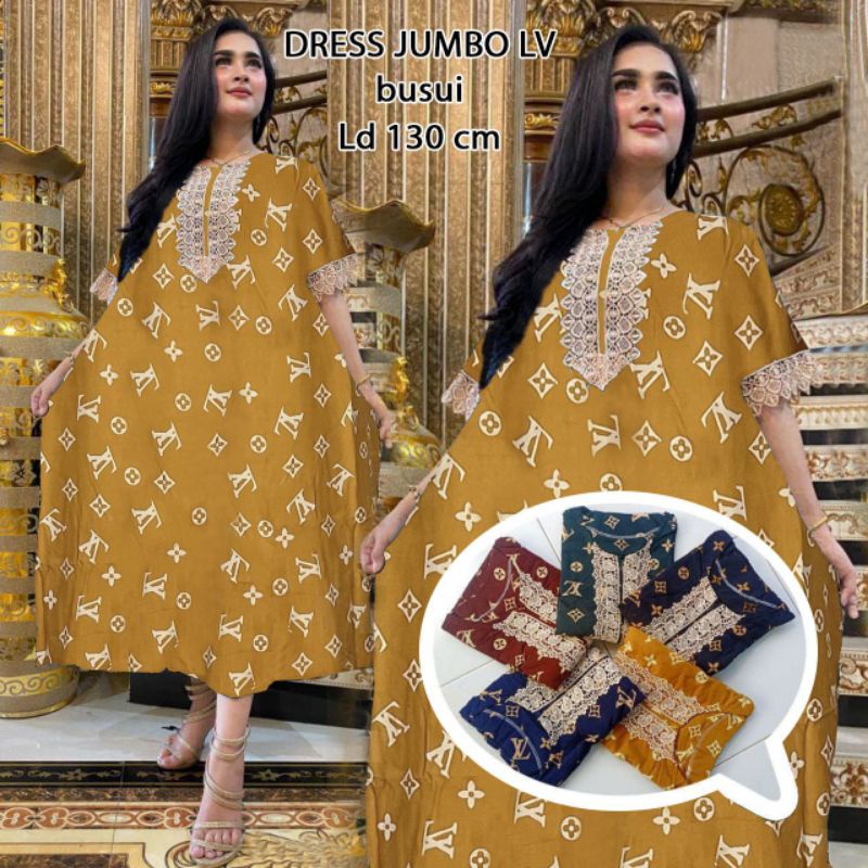 Daster Arab Jumbo Motif Terbaru - Dress Renda Jumbo Motif Viral Kekinian