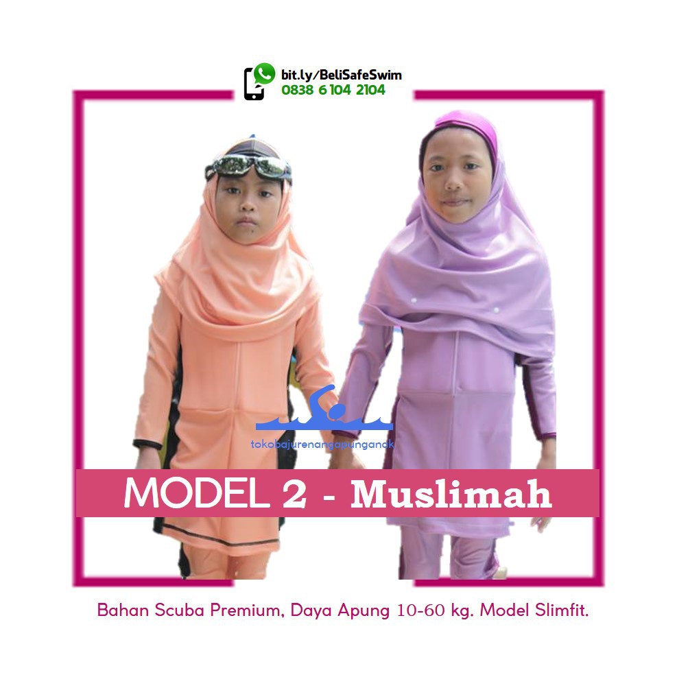 Baju Renang Apung untuk Anak - Baju Renang Muslimah Anak Safe Swim