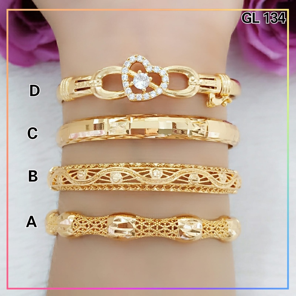 Gelang xuping gelang dewasa bangkok polos krawang motif perhiasan wanita lapis emas gold GL 134