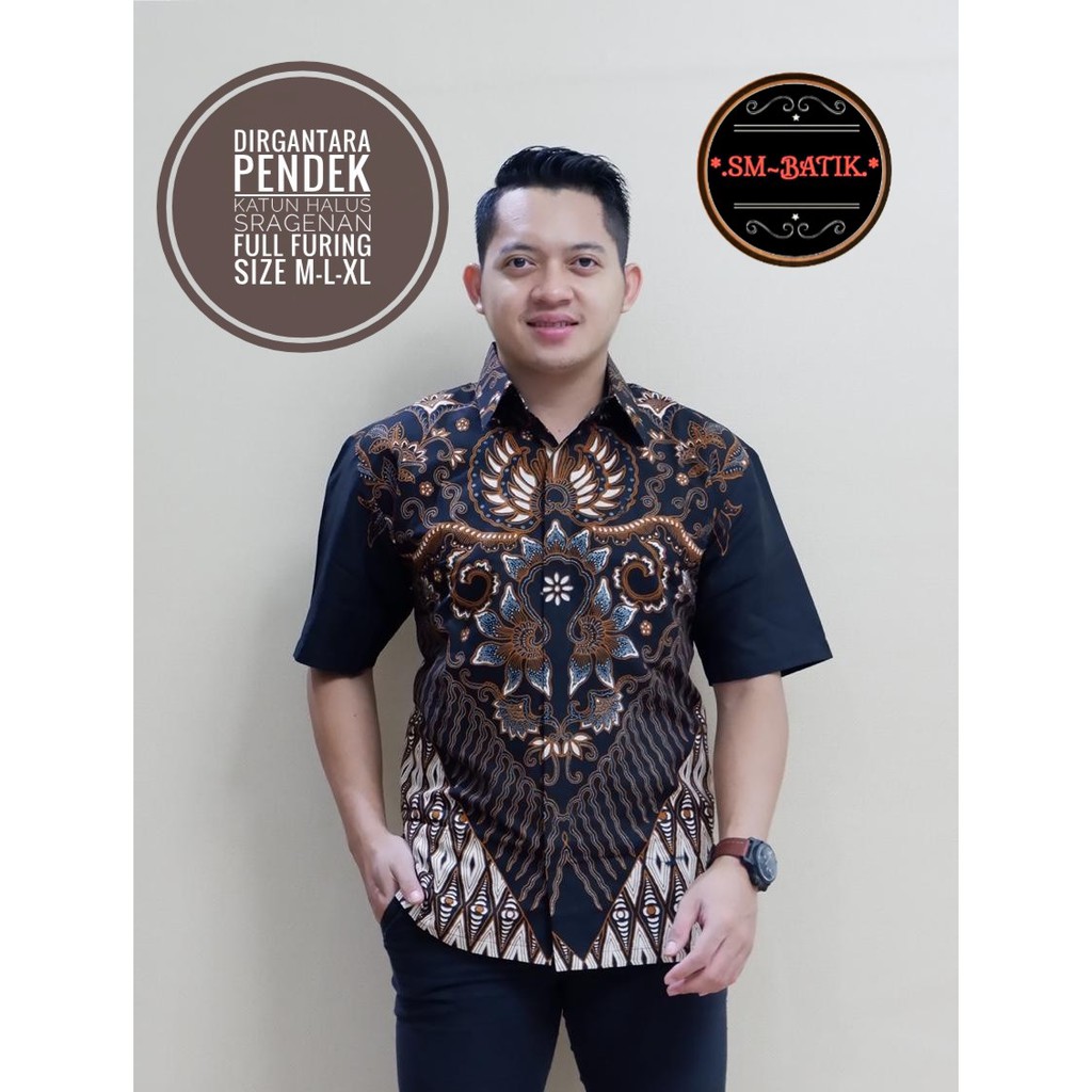 DIRGANTARA PENDEK Kemeja Batik Pria Lengan Pendek Katun Halus FULL FURING SM Batik