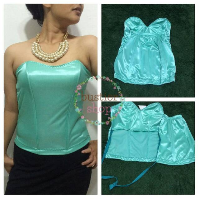 Bustier tulang 4 satin hijau mint