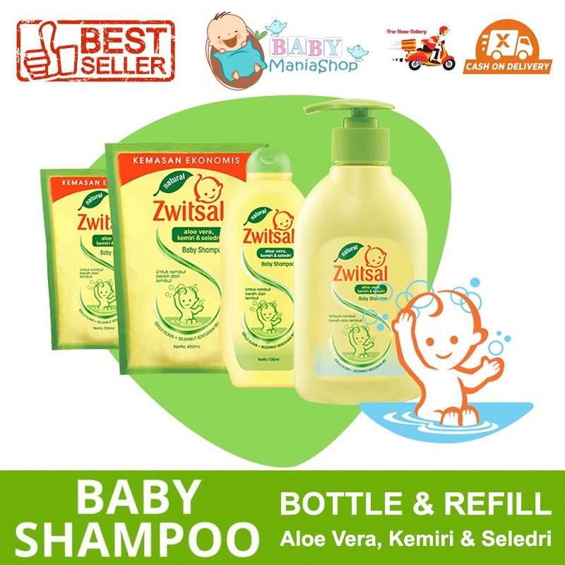 Zwitsal BABY SHAMPOO CLASSIC ALOE VERA KEMIRI SELEDRI 100ml 200ml 300ml 450ml Refill Shampoo Bayi